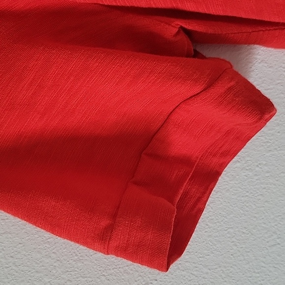 Chico's Tomato Red Slub Knit Tshirt Dress High Low Hem Size Large - Picture 5 of 8